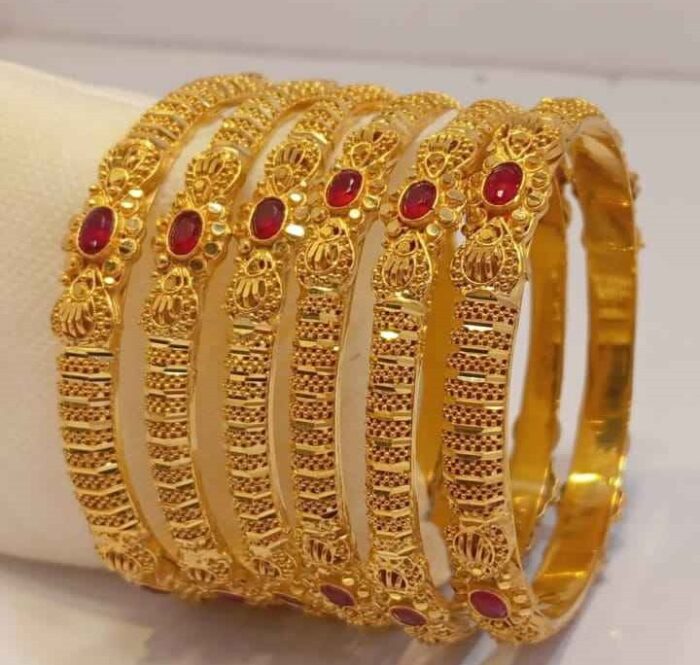 24K Gold Plated Grand Marwari Stonework Bridal Bangles for Shaadi and Barat Brides