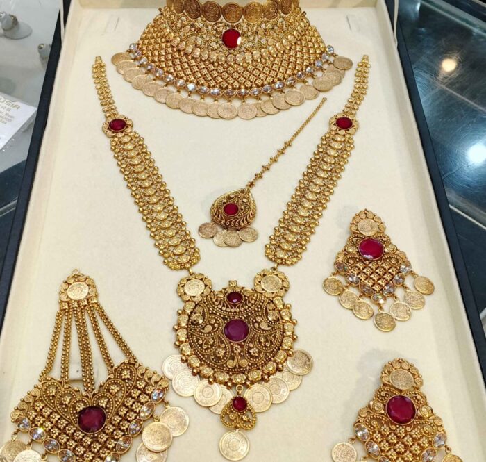 24K Gold Plated Mughal Style Bridal Jewelry Set for Shaadi Bride