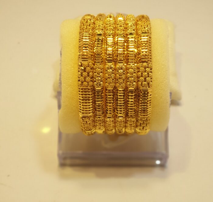 24K Gold Plated Royal Wedding Bangles with Heavy Kundan Work
