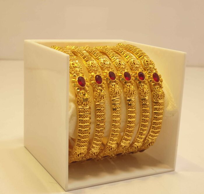 24K Gold Plated Traditional Meenakari Design Bangles with Multi-Color Bridal Stones