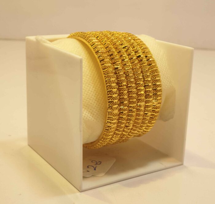24K Gold Plated Vintage Rose Pattern Bridal Bangles with Fine Kundan Embellishments
