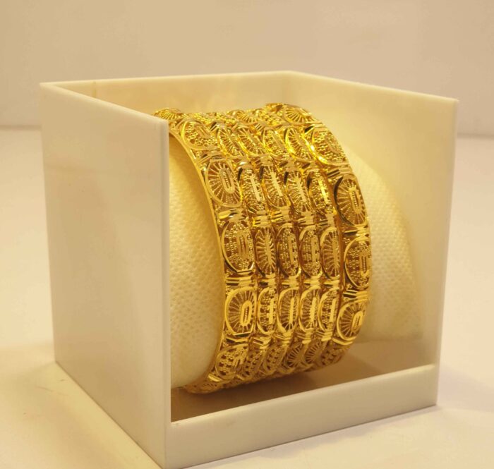 Elegant 24K Gold Plated Spiral Motif Kundan Bangles with Traditional Handcrafted Finish