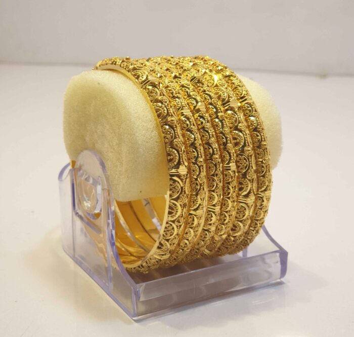 Majestic 24K Gold Plated Rajwadi Jharokha Design Wedding Bangles with Kundan Detailing