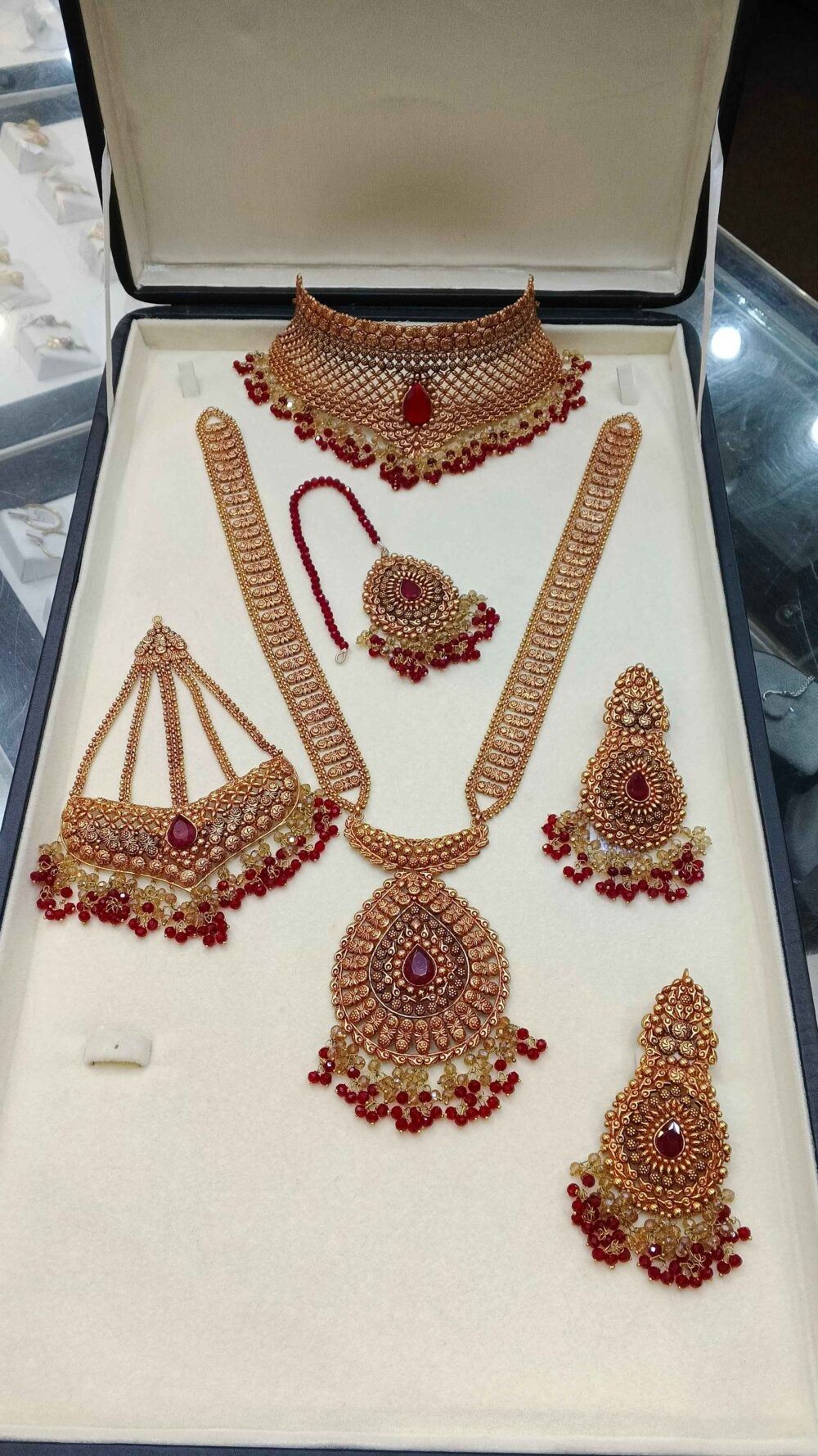 Premium 24K Gold Plated Heavy Bridal Set with Kundan Stones
