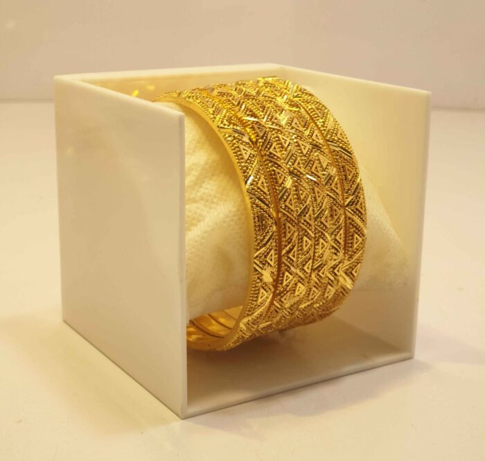 Radiant 24K Gold Plated Polki Work Bridal Bangles with Traditional Indian Craftsmanship