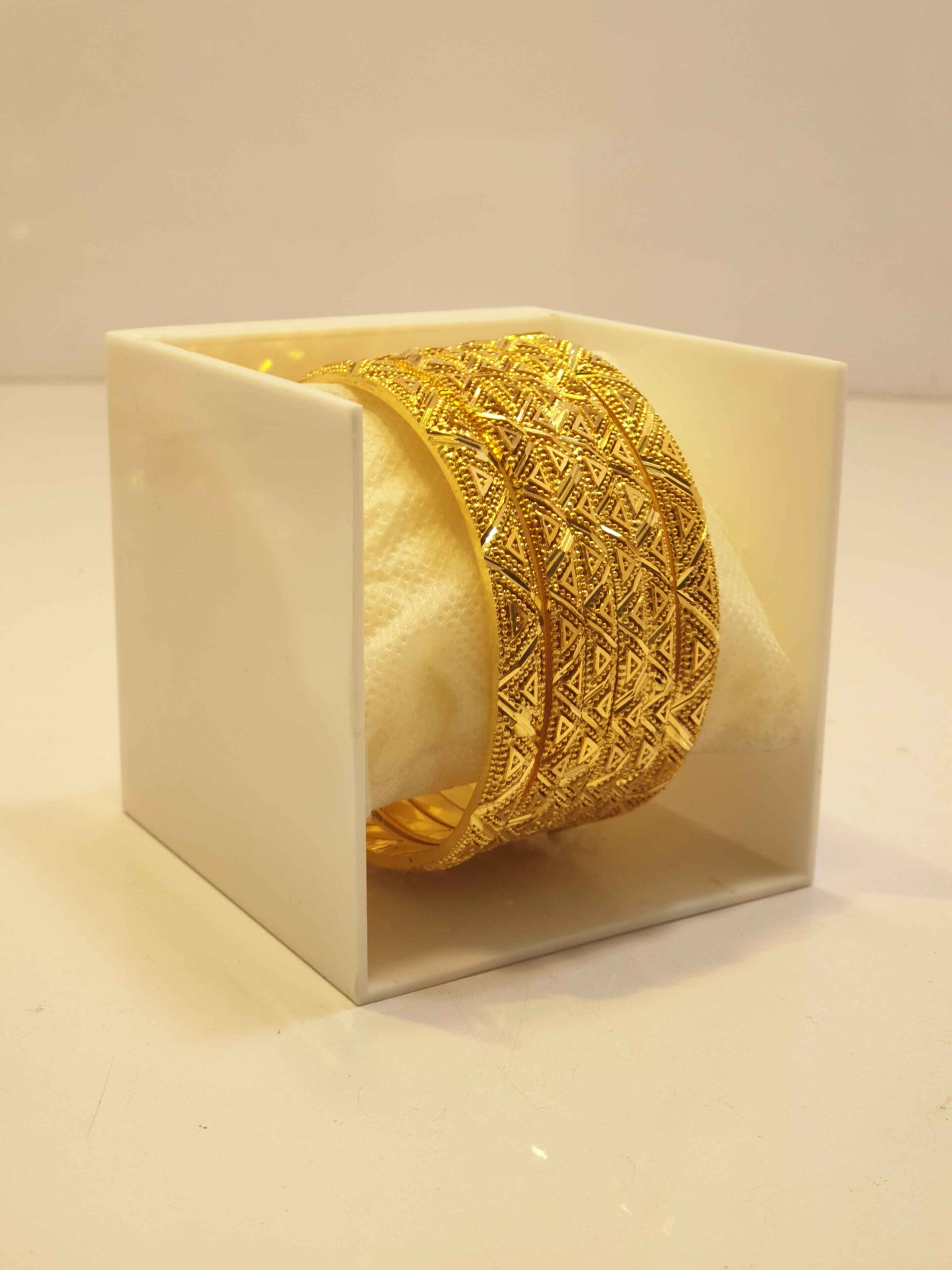 Radiant 24K Gold Plated Polki Work Bridal Bangles with Traditional Indian Craftsmanship