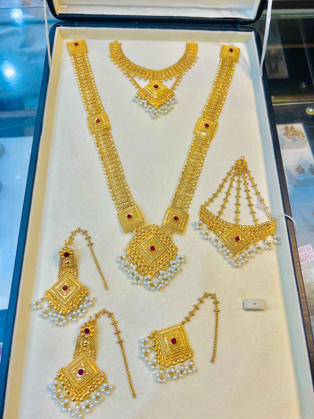 Traditional 24K Gold Plated Stone Mehndi Bridal Set with Tikka